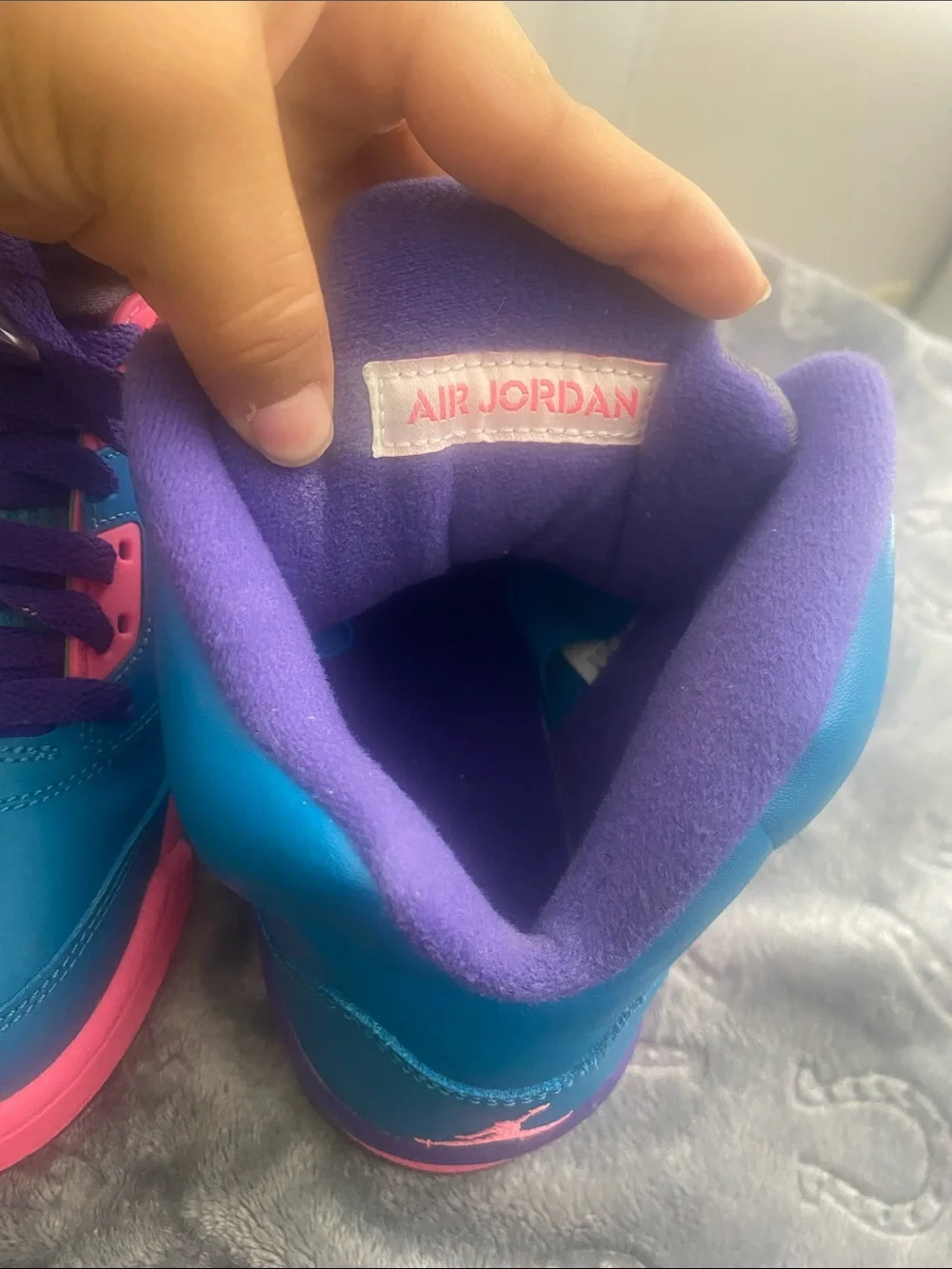 Jordan Kids High-Top Sneakers in Blue/Purple/Pink